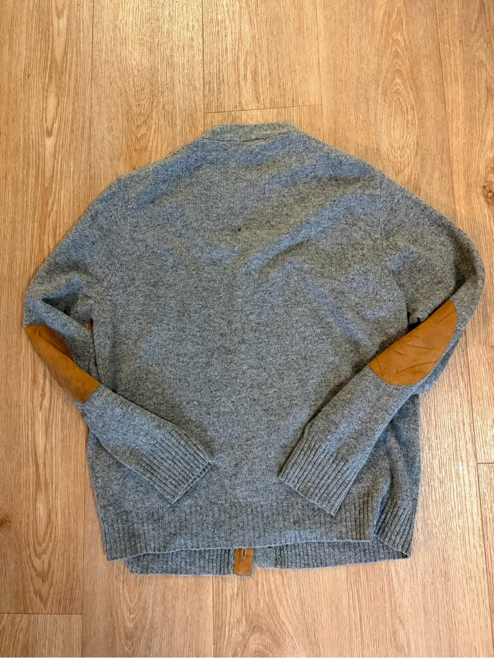 J. Crew Men's Grey and Brown Cardigan 100% Wool